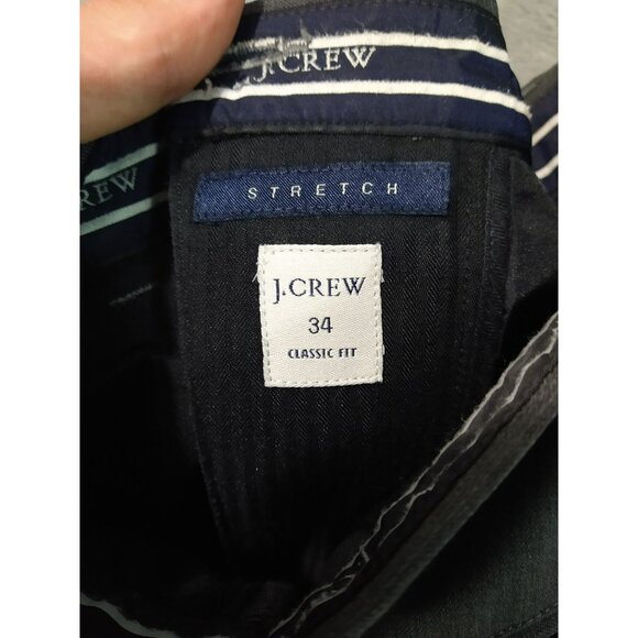 J Crew Dress Pants Mens 34x32 Gray Wool Blend Classic Fit Stretch Preppy - Picture 10 of 11